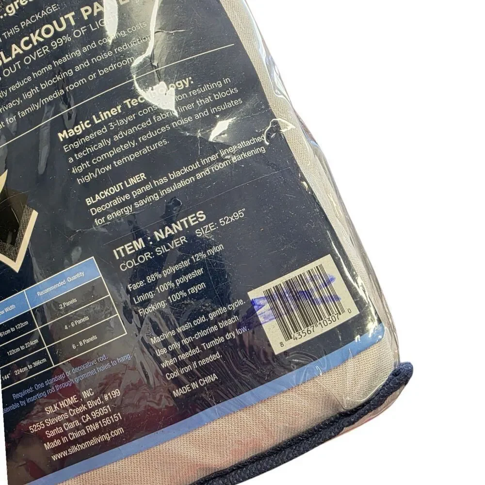 Therapedic Gray Nantes Total Blackout Curtain Panel 52x95